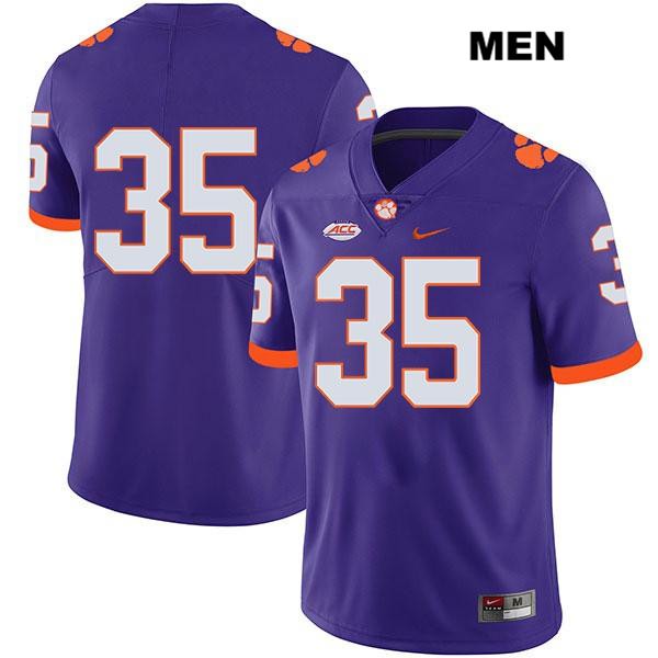 Men's Clemson Tigers #35 Justin Foster Stitched Purple Legend Authentic Nike No Name NCAA College Football Jersey XBD3846VO
